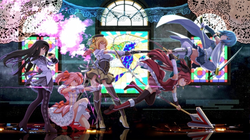 Mahou Shoujo Madoka Magica, illuminated, assorted, group of people, built structure, art and craft, architecture, clothes, human representation, 1080P