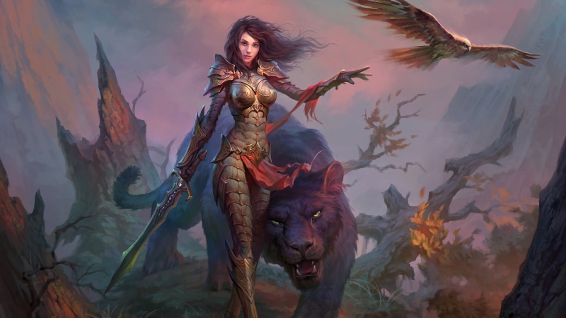 4K, tiger, woman, fantasy art, woman warriror, warrior, magical