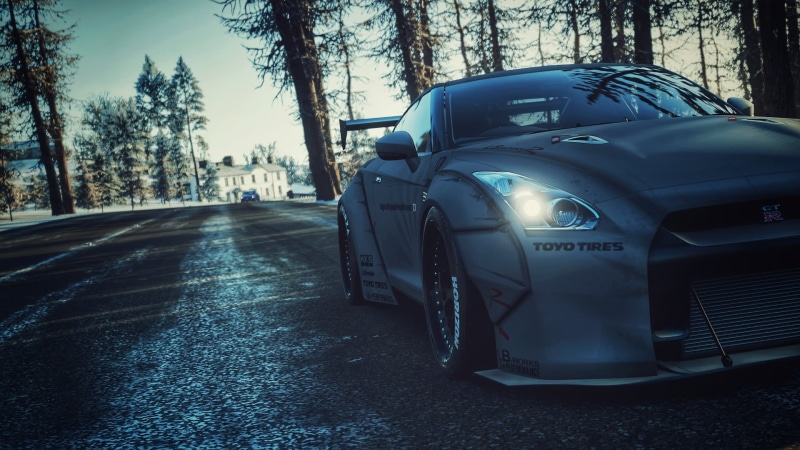 1080P, Forza Horizon 4, GTR R35, Toyo Tires, Nissan GTR, winter, Liberty Walk, car, Nissan