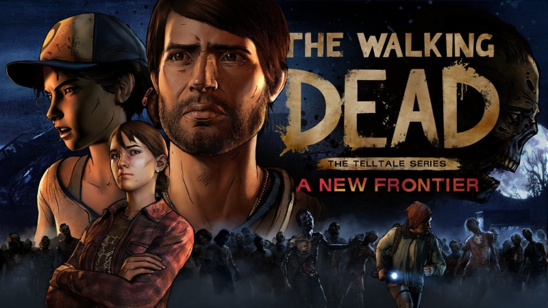 text, young men, lifestyles, The Walking Dead: A New Frontier, adult, communication, leisure activity, Video Game, waist up, western script, group of people