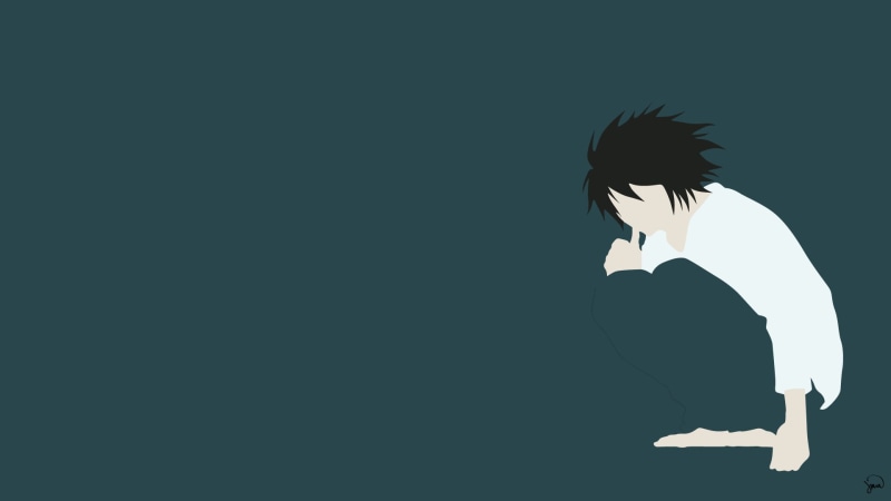 shirt, man, art, Death Note, vector, white, wearing, Anime, 1080P, L (Death Note)