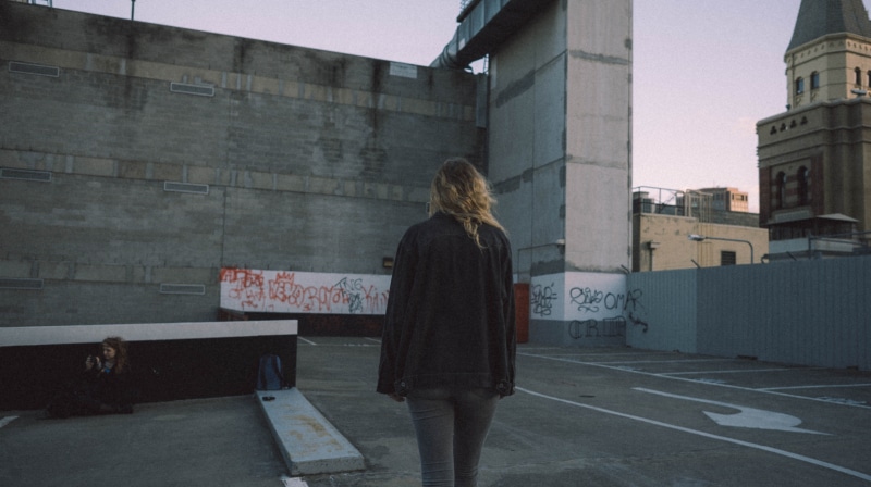 aesthetics, rear view, day, standing, indie, roogtops, street, etro, built structure, teens, city, building exterior, adult, tumblr, 5K, full length, rooftops