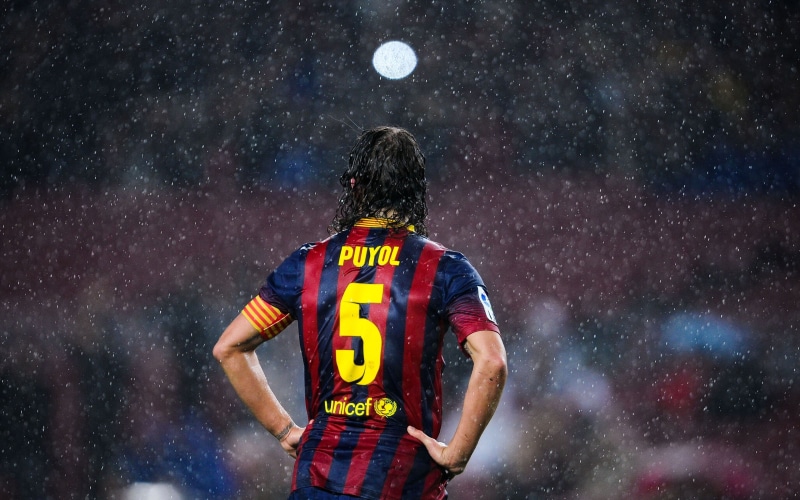 soccer, rain, spain, carles, carles puyol, 4K, barcelona, puyol