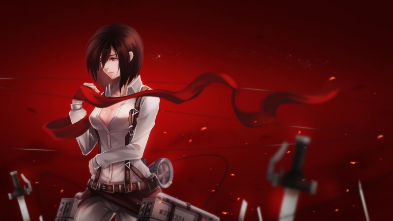 1080P, cartoon/comic, anime, hd, red, sword, titan, cry, sad, attack, on