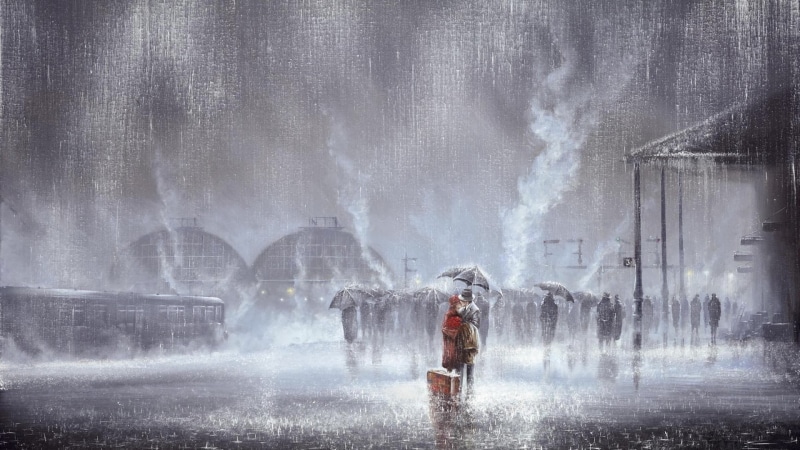 1080P, rain, nature, splashing, outdoors, couple, architecture, artwork, holding, umbrella, motion, fog, person, no people, waterfall, environment, wet