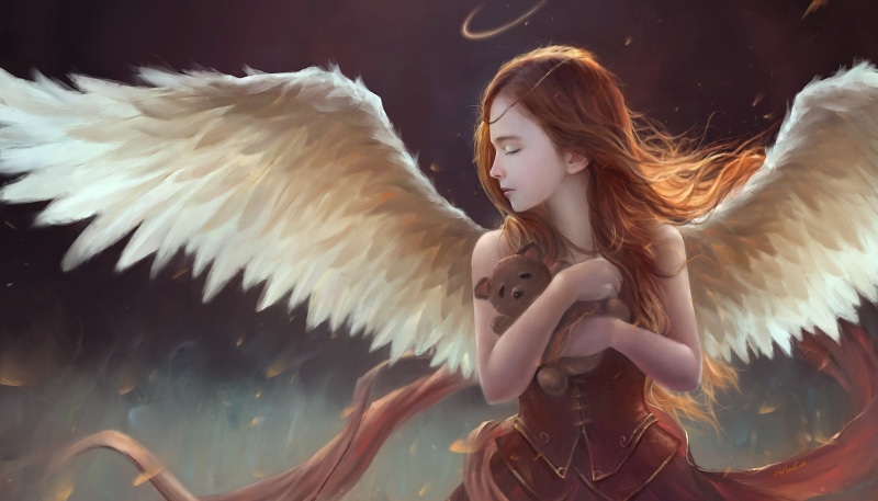 bear, animal wing, plush, animal wildlife, fantasy art, vertebrate, women, costume wing, young women, beauty, one person, angel, hairstyle, long hair, carrying
