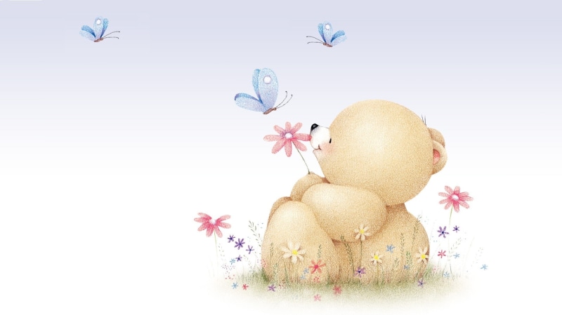 mood, summer, art, childrens, plant, butterfly, 1080P, Forever Friends Deckchair bear, toy, stuffed toy, bear, beauty in nature, white background, studio shot