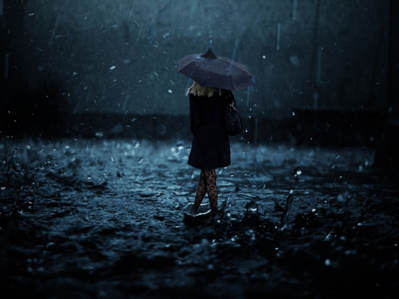 protection, security, water, day, outdoors, umbrella, one person, standing, Photoshop, walking, real people, rain, wet, raindrop, land, rainy season, 720P