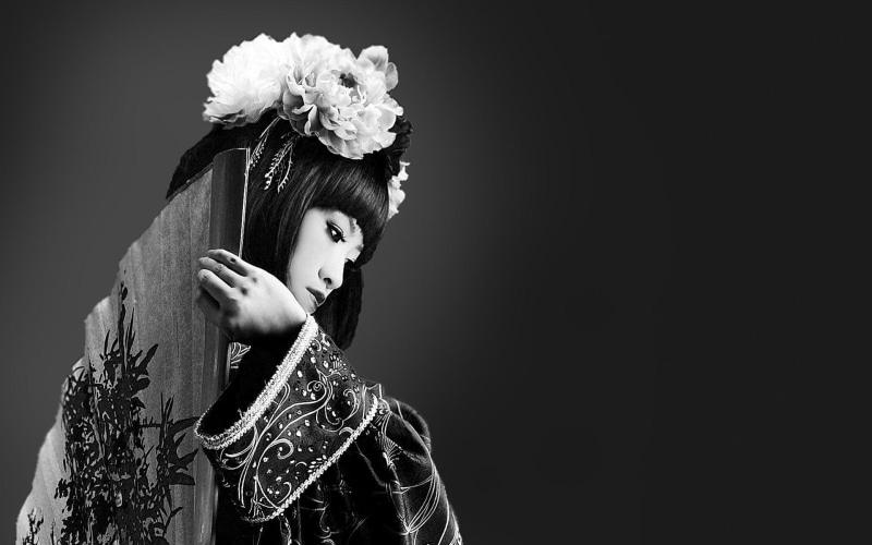 black, white, illustration, 1920x1200, photography, 1080P, woman, geisha