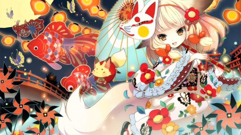 decoration, anime girls, craft, original characters, animal ears, for sale, flowers, retail, representation, mask, anime, toy, smiling, art and craft, blonde