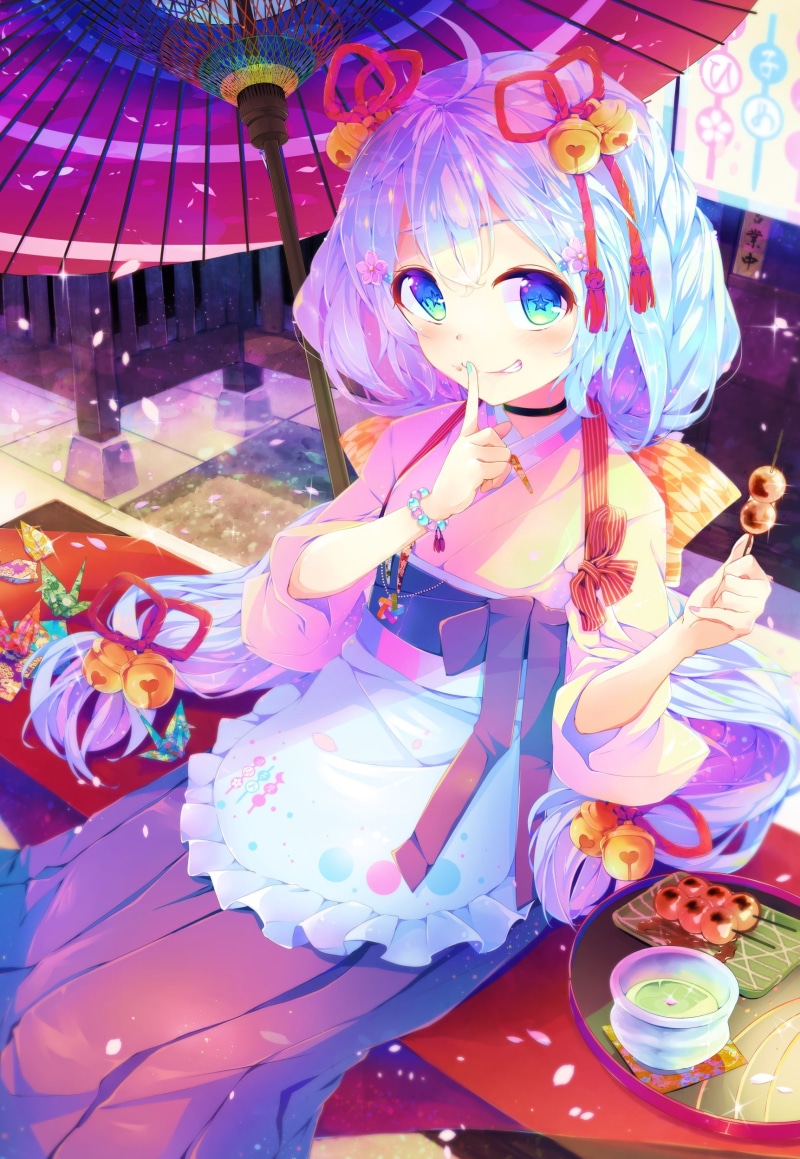 Japanese clothes, umbrella, original characters, 1080P, anime girls, anime