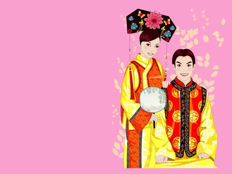 couple, asian Ethnicity, emotion, chinese Culture, asia, boy, history, event, smiling, holding, front view, clothing, japanese Culture, costume, beauty