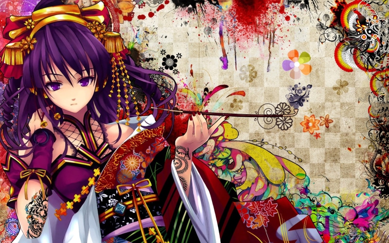 tattoos, wall - building feature, anime, traditional Clothing, portrait, beauty, females, cultures, beautiful, geisha in Training, one Person, geisha, real people