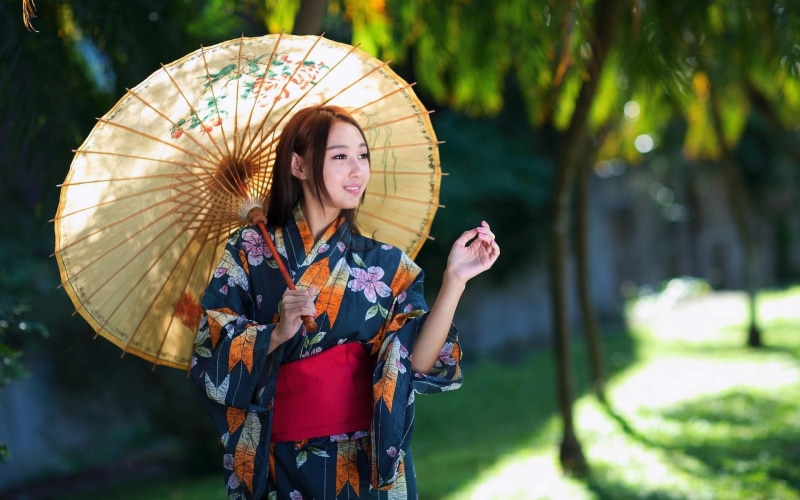 chinese, women, kimono, chinese style, style, s, clothing, 1080P, beautiful, robe, umbrellas, beauty, girl