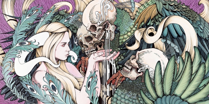 2K, digital art, girl, fantasy, art, digital, skull, 3000x1501