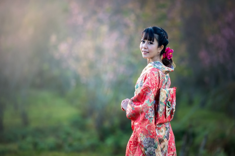 traditional clothing, official, twenty, japanese, three quarter length, dress, oriental, kinomo, nature, the event, outdoor, outdoors, up, tree, pink, standing