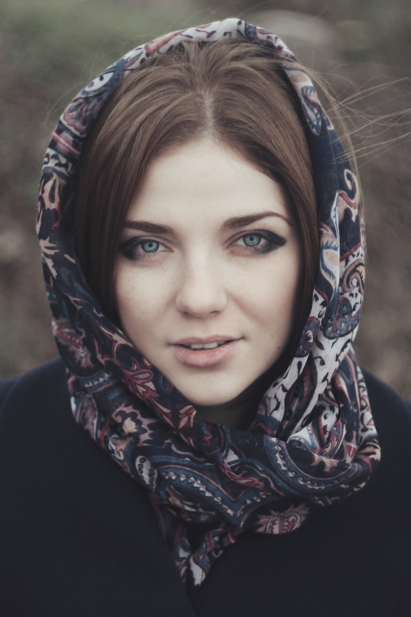 blue, one Person, muslim, focus on foreground, headshot, smiling, fashion, head, day, ethnicity, portrait, scarf, young Adult, lady, fashionable, culture