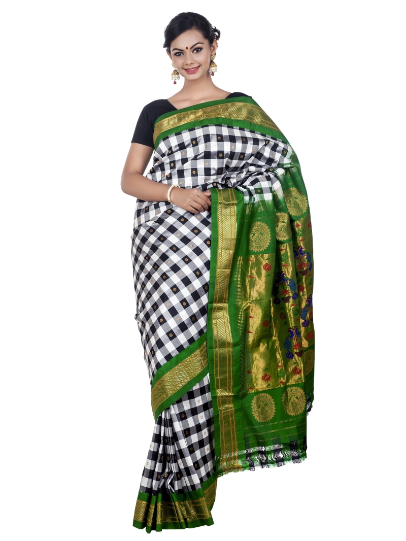 hairstyle, happiness, paithani saree, one Person, females, checked pattern, traditional cloth, young Adult, indoors, fashion, caucasian Ethnicity, beautiful