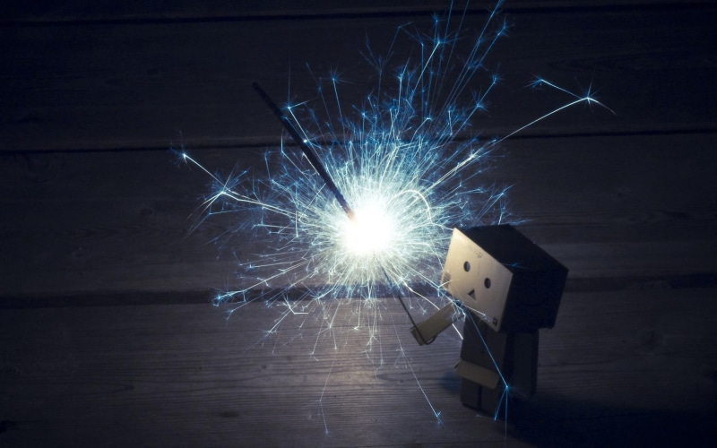 cute, sparkler, sparkle, danbo, robot, 1080P, firework, dark