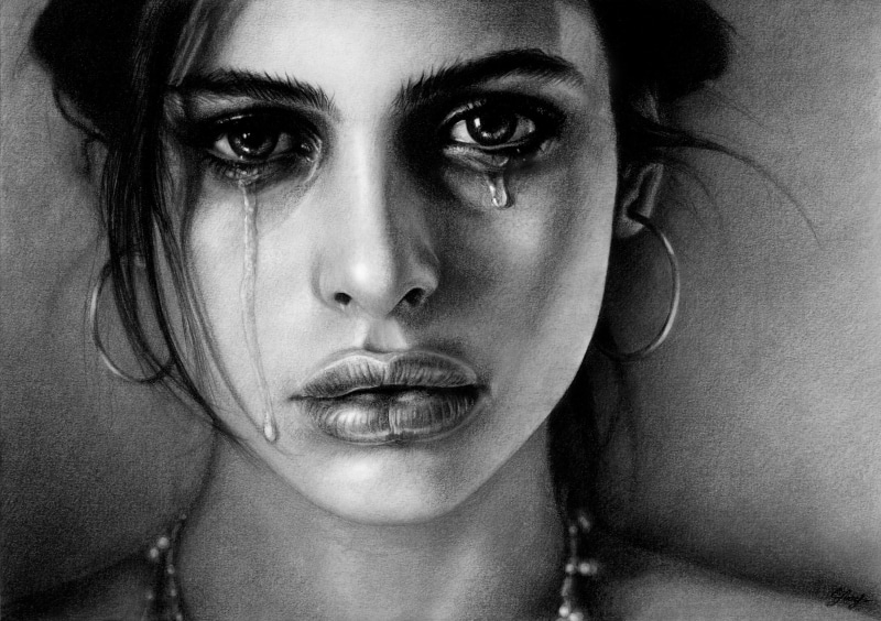 Girl, Artistic, Sad, Painting, Face, Crying, 2K, Woman