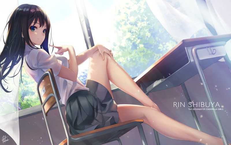 young adult, 1080P, anime girls, sitting, leisure activity, schoolgirl, day, women, young women, one person, adult, hairstyle, anime, Shibuya Rin, glass - material