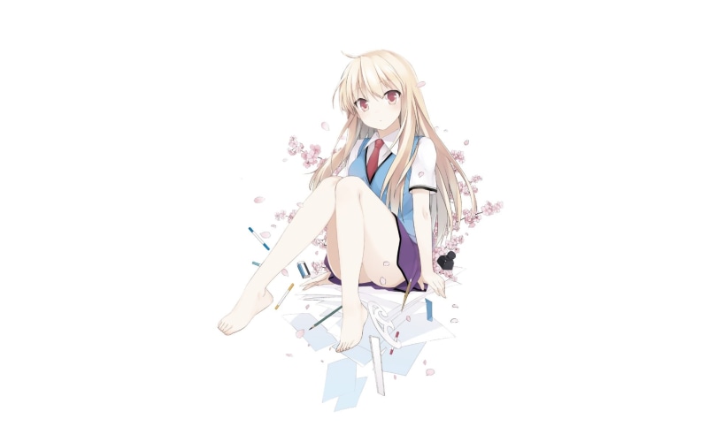 cut out, copy space, anime girls, long hair, 1080P, young adult, beauty, Shiina Mashiro, studio shot, lifestyles, white background, portrait, hair, indoors