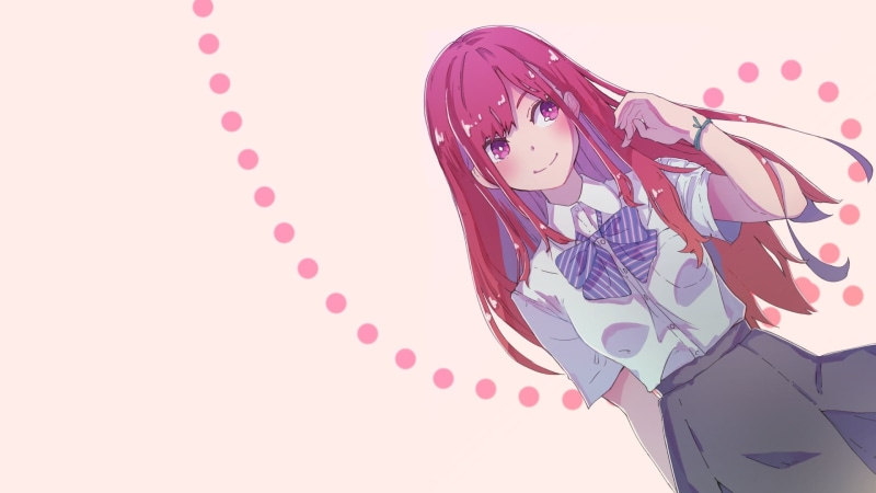 pink, pink hair, minimalism, anime girls, schoolgirl, manga, simple background, smiling, anime, 1080P