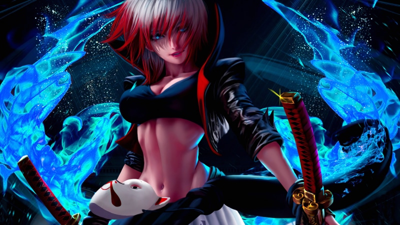 anime, katana, 4K, anime girls, Anime Girl Katana Warrior