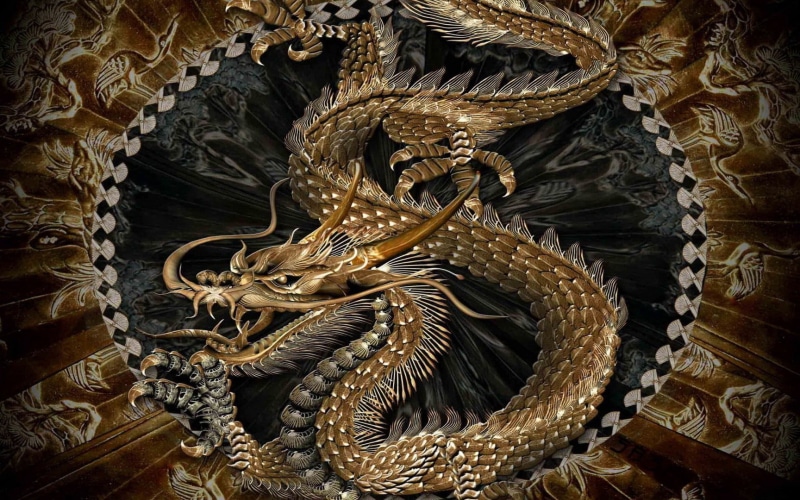 vertebrate, snake, art and craft, animal wildlife, animal themes, one animal, reptile, chinese dragon, no people, gold, indoors, close-up, animal scale