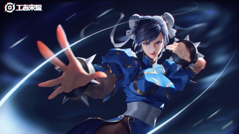 Street Fighter, blue eyes, 1080P, Chun-Li, video game characters, Capcom, fan art, short hair, video games, digital art, Chinese dress, blue clothing