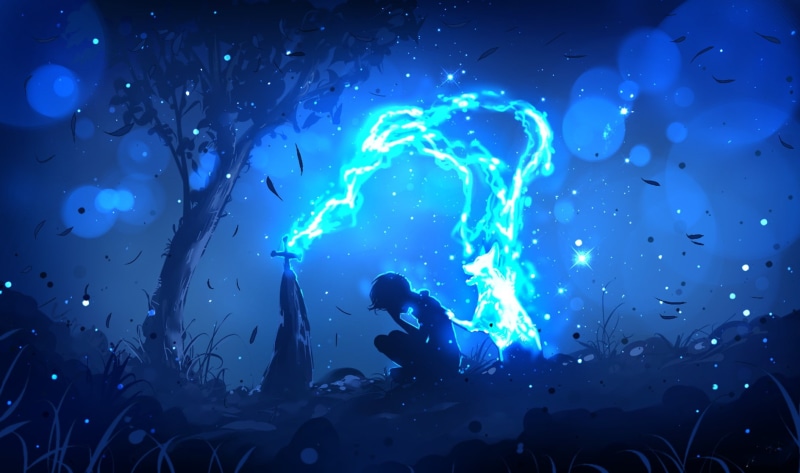 death, ryky, 720P, fantasy Art, Sadness, dog, Spirit, Grave, artwork, digital art