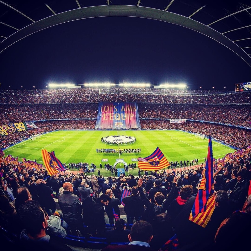 emotion, fan - enthusiast, soccer clubs, large group of people, team sport, crowd, Camp Nou, outdoors, excitement, audience, stadium, FC Barcelona, soccer