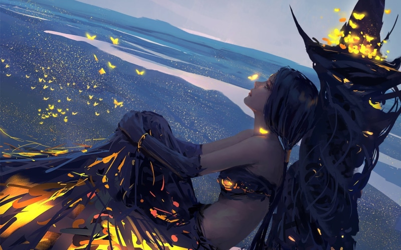 women, Ghost Blade, painting, fantasy Art, WLOP, 720P