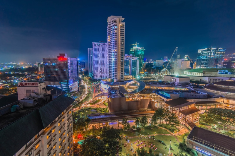 buildings, nature, high, aerial, residential district, building exterior, no people, 4K, lighted, city evening, tall - high, nightime, skyscraper, cebu