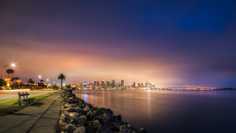 body, 32-bit, sunset, canon 5d mark iii, moon, full moon, hdr, city light, blue hour, architecture, light, Searching, san diego bay, reflect, harbor island