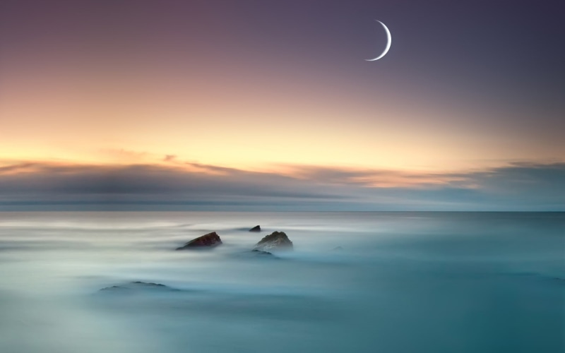 hd, sea, ocean, 720P, clouds, nature, sunset, moon, nightime