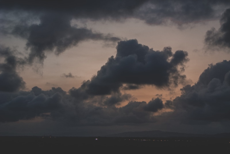 idyllic, dark, tranquil scene, city, sunset, cumulus, silhouette, ominous, urban, beauty in nature, night, black, cloud - sky, dramatic sky, chill, environment