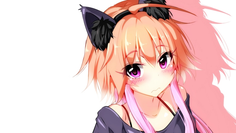 loli, hairstyle, close-up, hair, beautiful woman, one person, indoors, animal ears, 1080P, white background, real people, looking at camera, human body part
