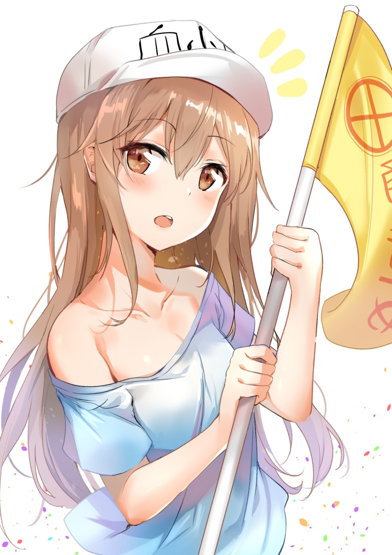 young adult, happiness, emotion, looking at camera, hair, beautiful woman, Platelet-chan, women, cells, Hataraku Saibou, beauty, one person, uniform, children