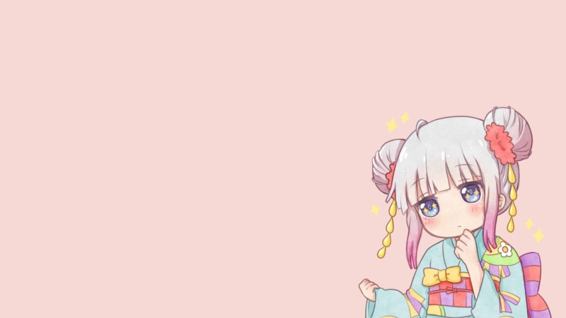 Kanna Kamui (Kobayashi-san Chi no Maid Dragon), simple background, pink, anime girls, fan art, simple, blue eyes, 1080P, Kobayashi-san Chi no Maid Dragon