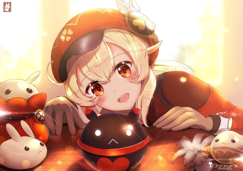 1080P, blonde, anime girls, Klee (Genshin Impact), anime, open mouth, Genshin Impact