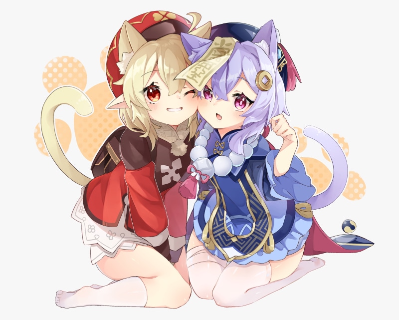 anime girls, 2K, Qiqi (Genshin Impact), Genshin Impact, Klee (Genshin Impact)