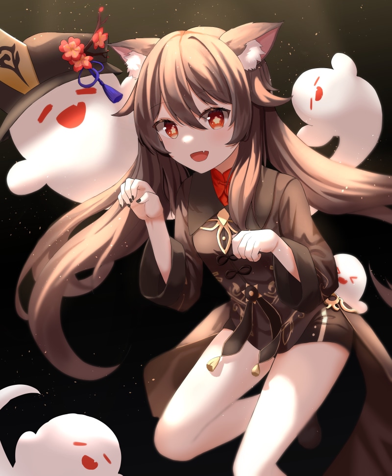 Genshin Impact, 5K, cat girl, anime girls, Hutao(Genshin Impact)