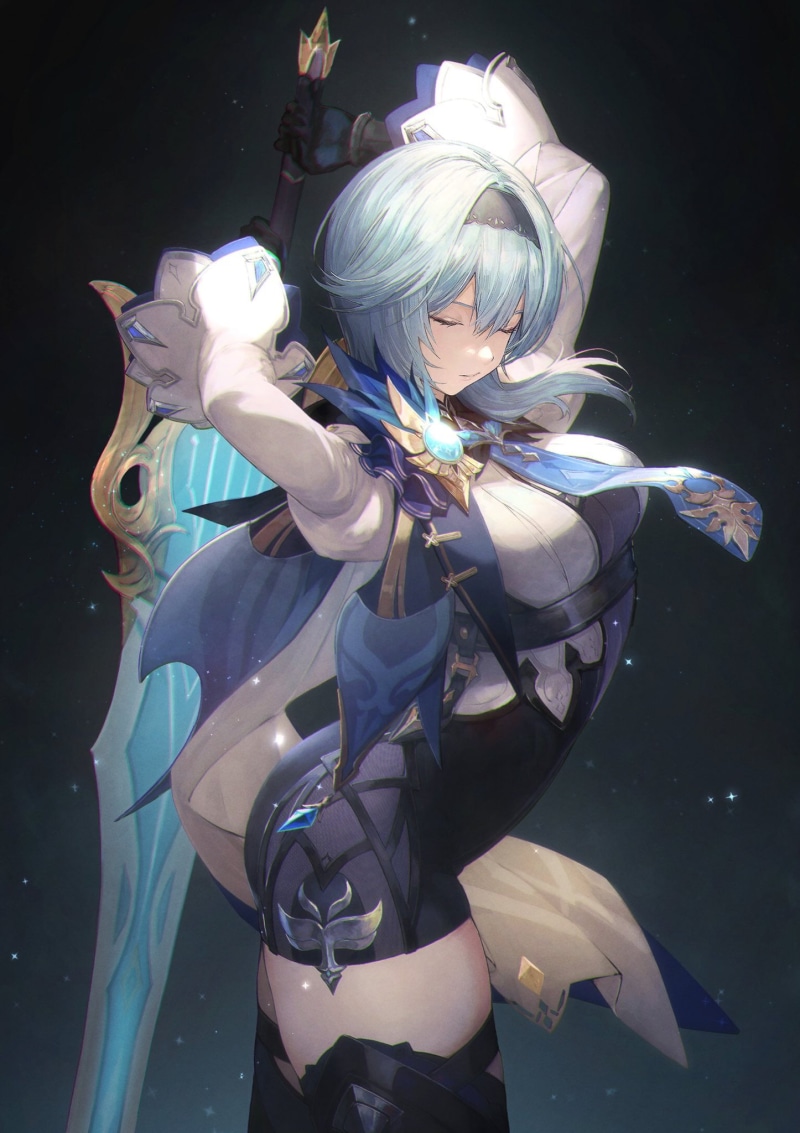 anime girls, Eula(Genshin impact), thighs, Genshin Impact, 1080P