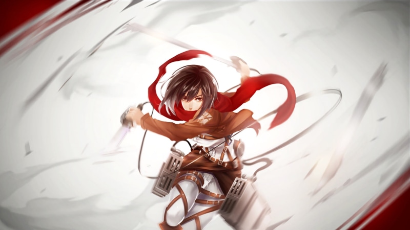 real people, Mikasa Ackerman, Shingeki no Kyojin, nature, lifestyles, one person, day, emotion, white, leisure activity, young women, portrait, red, waist up