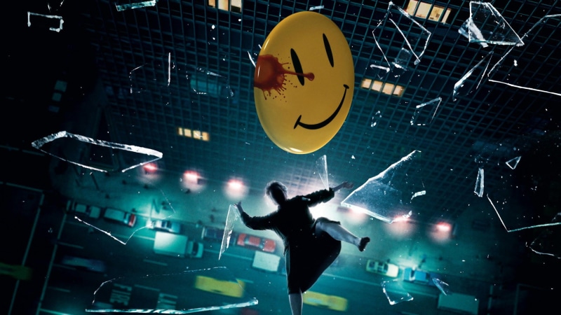 movies, illuminated, nightlife, silhouette, people, crowd, event, group of people, 1080P, Watchmen, broken glass, men, The Comedian, arts culture and entertainment