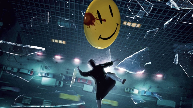 nature, indoors, silhouette, smiley, men, arms raised, built structure, 1080P, black, dress, music, human arm, Jeffrey Dean Morgan, broken glass, Watchmen