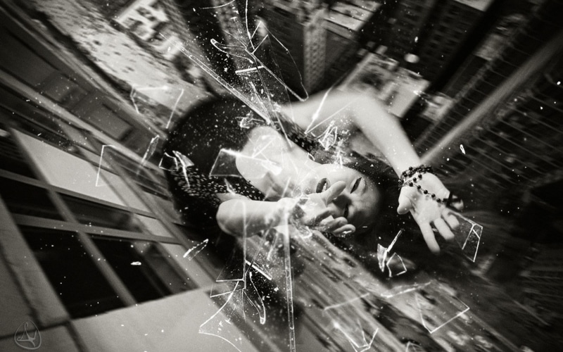 women, death, broken glass, 500px, Nikolas Verano, 1080P, falling