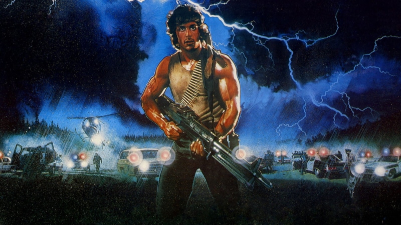 tape, art, popular music concert, weapons, lightning, First Blood, machine gun, night, men, one person, performance, figure, musical instrument, machine