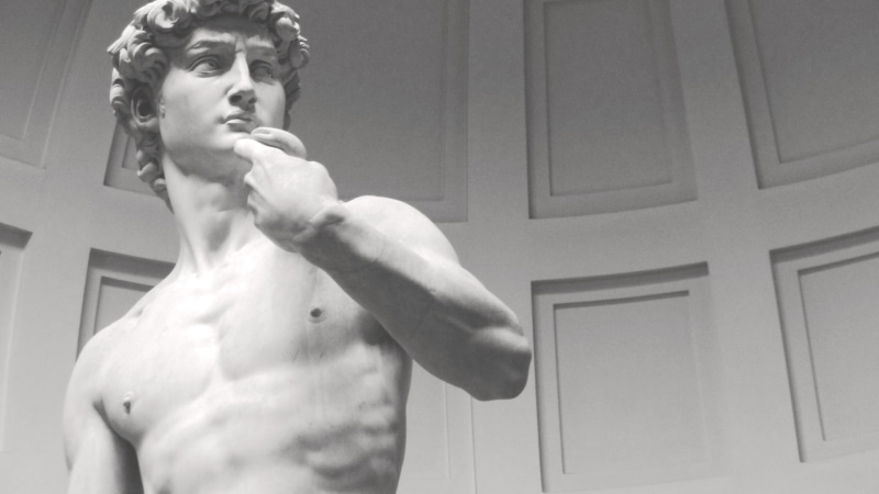 hairstyle, fashion, body part, muscular build, shirtless, portrait, one person, young men, beautiful people, young adult, men, beauty, michelangelo statue of david statue marble monochrome sculpture artwork firenze